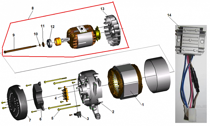 1 ЯКОРЬ - СТАТОР - БЛОК AVR GG7501E ГЕНЕРАТОР CHAMPION