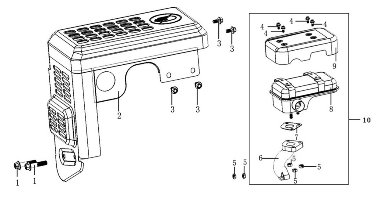 ЗАПЧАСТИ ДЛЯ ДВИГАТЕЛЯ LC185FDS (ГЛУШИТЕЛЬ)